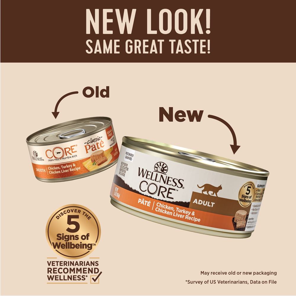 "Wellness CORE Pate Chicken, Turkey & Chicken Liver Grain-Free Canned Cat Food 156g"