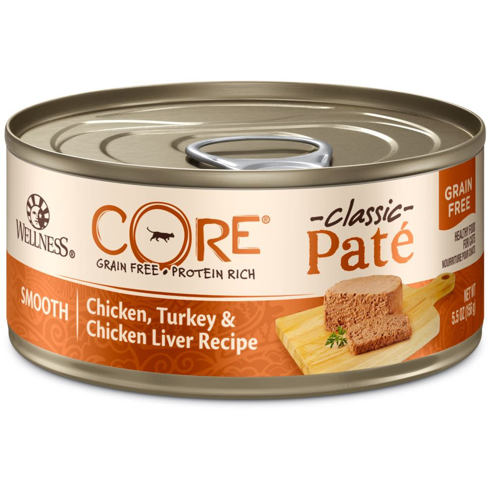 "Wellness CORE Pate Chicken, Turkey & Chicken Liver Grain-Free Canned Cat Food 156g"