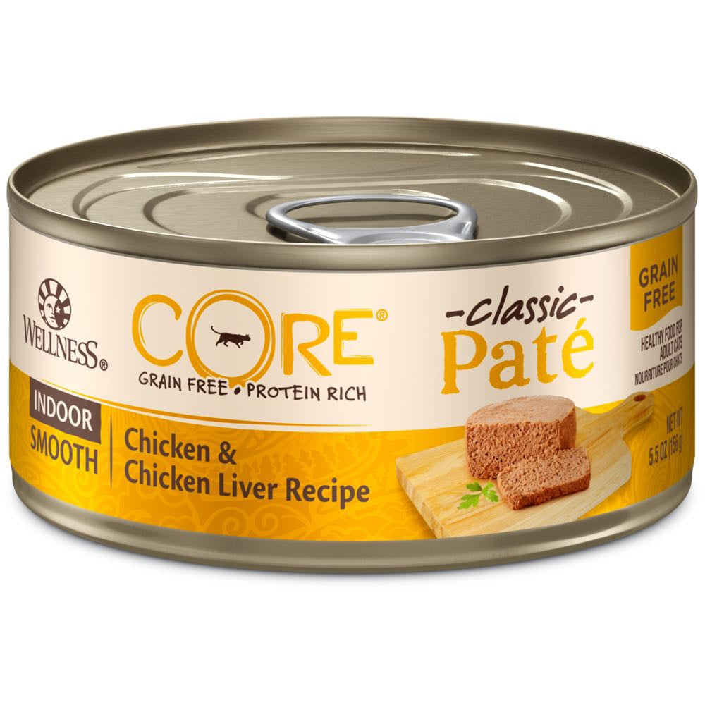 Wellness CORE+ Pate Indoor Chicken & Chicken Liver Grain-Free Canned Cat Food 156g