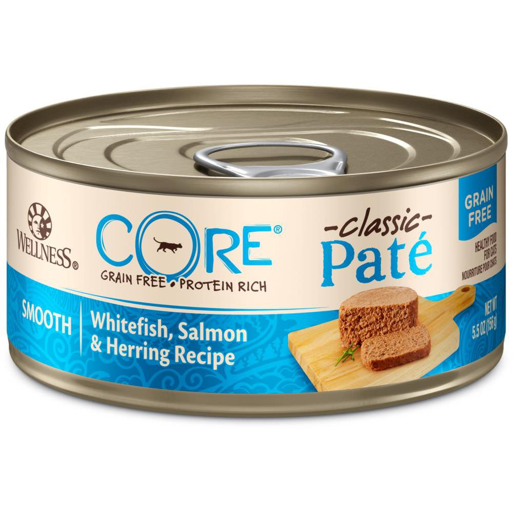 "Wellness CORE Pate Whitefish, Salmon & Herring Grain-Free Canned Cat Food 156g"